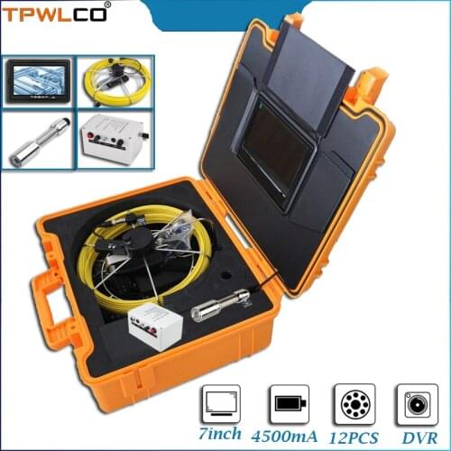 40m Cable 23mm Sewer Equipment Inspection Drain Camera 7" Monitor Industrial Pipeline Endoscope Camera System 8GB Card With DVR