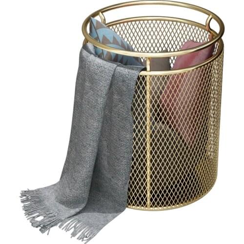 Quality Waterproof Golden Fashion Metal Gold Color Dirty Clothes Storage Not FadeLaundry Basket Home Creative Organizer