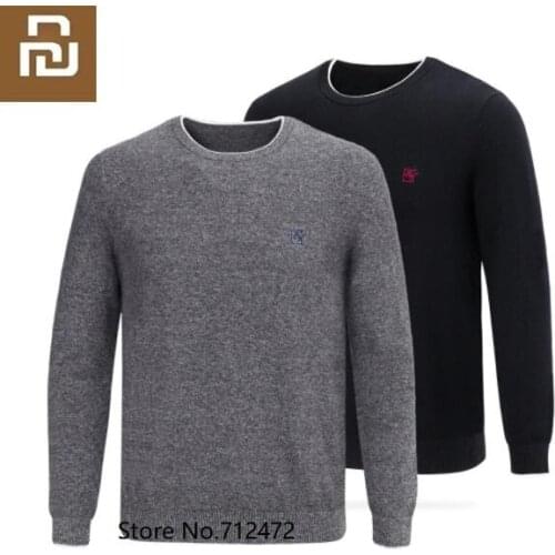 Youpin men Classic embroidery Round neck knitted sweater Soft knitting Comfortable and warm Casual Pullover Quality coat