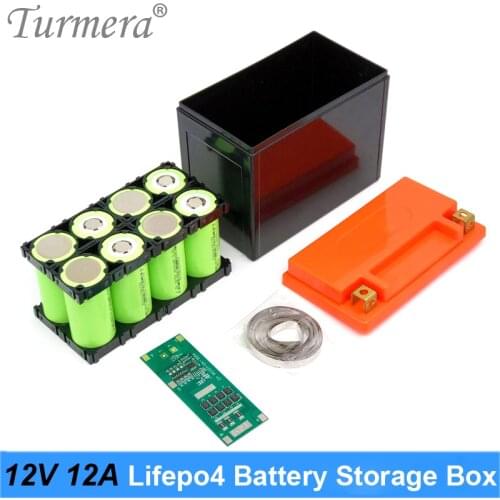 Turmera 12V Battery Storage Box 2X4 Holder Nickel with 4S 40A 12.8V Balance BMS for 32700 Lifepo4 Uninterrupted Power Supply Use