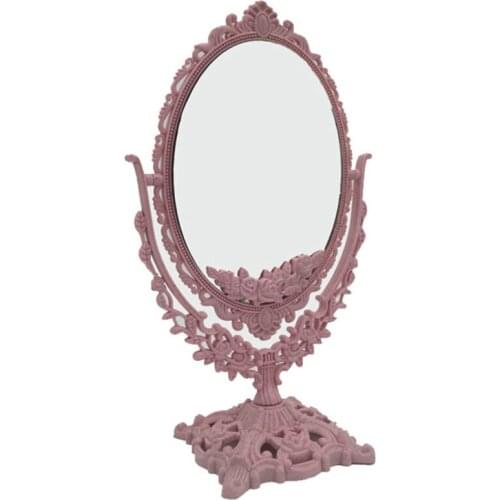 Cosmetic Mirror Light Luxury Retro European Makeup Mirror Desktop Rotatable Mirror Double-Sided Tabletop Mirror