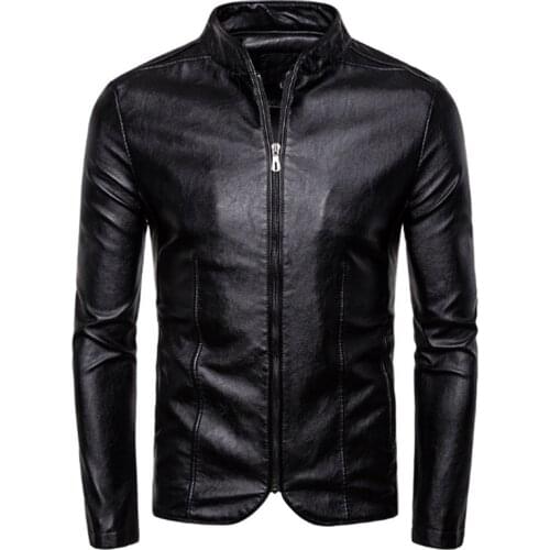 Spring Autumn Leather Jacket Men New Slim Fit Motorcycle Leather Jacket Casual PU Coat Casual Male Jacket chaqueta cuero hombre