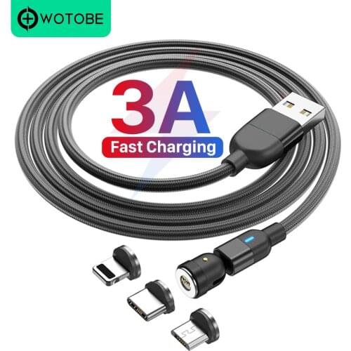 Magnetic LED Micro USB/ USB Type-C/ 8 Pin Cable 3A QC3.0 AFC fast charging for Samsung Galaxy xiaomi huawei LG mobile phone