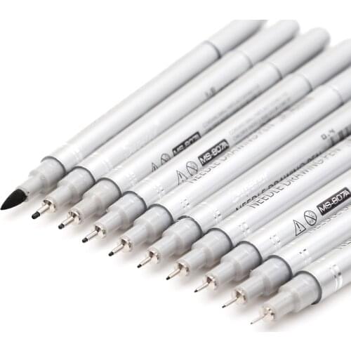 MIRUI 10 Tip Sizes Micron Neelde Drawing Pen Waterproof Pigment Fine Line Sketch Markers Pen Writing Hand-Paint Art Supplies