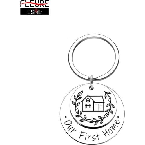 Our First Home Gift Keychain New Home Housewarming Gift for New Homeowner Moving House Keyring Jewelry Presents for Men Women