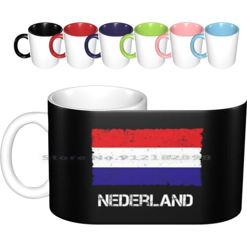 Netherlands Vintage Flag Used Look Ceramic Mugs Coffee Cups Milk Tea Mug Idea Flag Ancestry Motherland Origin Home Banner