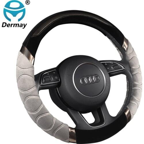 Winter New Plush Steering Wheel Cover Velvet + Carbon Fibre High Quality M size for 37-38cm Steering Wheel Car Styling