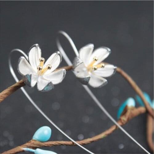 New Fashion Temperament Flower 925 Sterling Silver Jewelry Ear Hook Personality Lotus Exquisite Popular Earrings SE121