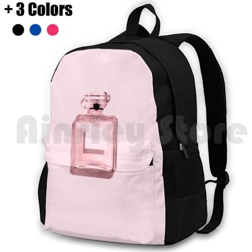 Perfume-Pink Outdoor Hiking Backpack Waterproof Camping Travel Perfume Fashion Beauty Chic Vintage Paris Coco Designer