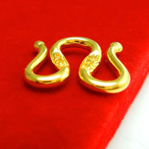 Authentic 9K Yellow Gold Necklace Clasp/ Craved M&W Shape necklace Clasp