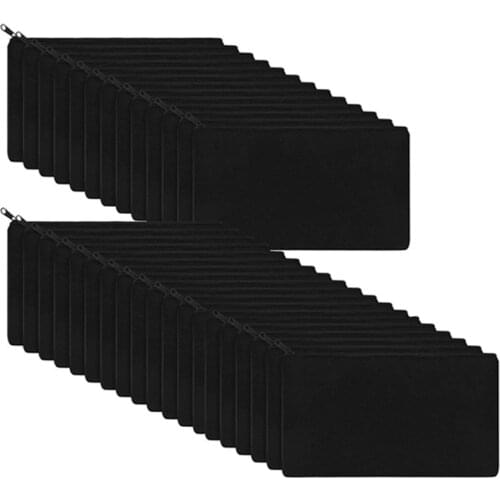 PPYY-32Pcs Canvas Zipper Pouch Bags Canvas Makeup Bags Pencil Case Blank DIY Craft Bags for Travel DIY Craft School, Black