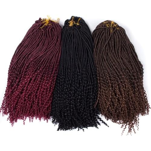 Qp hair Black Crochet Faux Locs 20inch 100g Ombre Crotchet Braids lock Hair Extensions 24 Roots black Ombre color