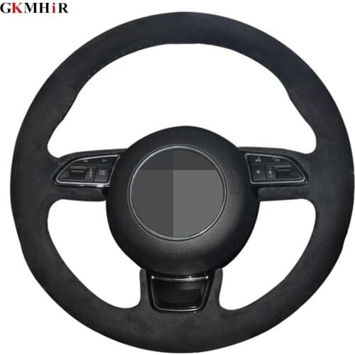 Hand-stitched Black Suede Car Steering Wheel Cover For Audi A5 2013-2017 A6 S6 2012-2018 Allroad 2013-2018 S8 2013-2018