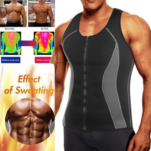 Sauna Waist Trainer Corset Vest for Men Weight Loss Sweat Vest Tummy Control Trimmer Belts Neoprene Workout Upper Body Shaper