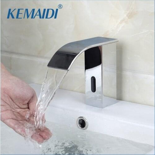 KEMAIDI Automatic Sensor Waterfall Bathroom Faucet Sink Faucet Chrome Hot And Cold Mixer Tap Bathroom Sense Faucets
