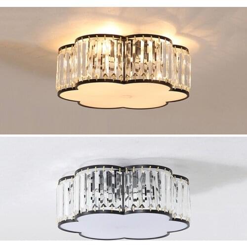 Modern Light Luxury Simple Flower Shape Ceiling Crystal Chandelier Bedroom Living Room Led Acrylic Lighting