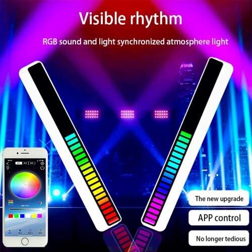 32LED Strip Pickup Rhythm Lights RGB Colorful Tube Sound-Activated USB Music Atmosphere Light Bar Ambient Night Lamp APP Control