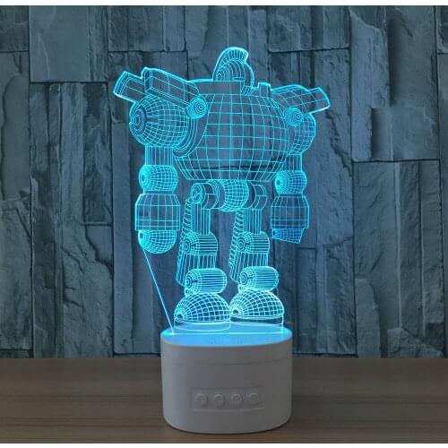 Foreign trade robot 3D model,Multicolored visual stereoscopic LED model lamp creative product,Wireless bluetooth smart home Y30