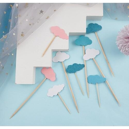 Birthday Cupcake Insert Card blue toothpicks insert banners color clouds insert flags festive birthday party dress up supplies