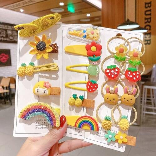 8/20Pcs Cute Cartoon Bow Flower Animal Hairpins For Women Girl Hair Band Elastic Headdress Gift Hair Accessories Barrettes