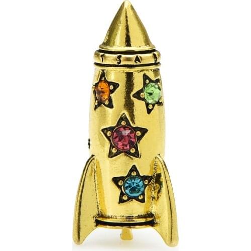 Wuli&baby Rhinestone Enamel Rocket Brooches Women Red Airplane Casual Party Brooch Pins Gifts