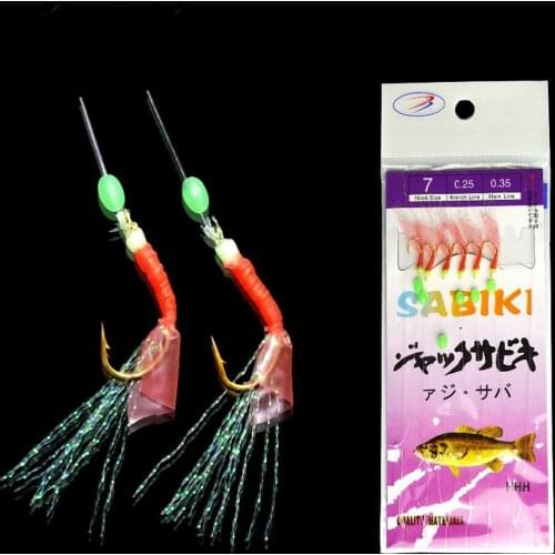 1 Pack Fishing Sabiki Rigs 6 Arm Hooks Red Fish Skin Sea Freshwater Fishing Rigs With Swivel Snap