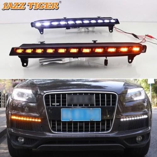 12V Daytime running lights For Audi Q7 2010 -2014 2015 Dynamic LED Daylights for turn drl for cars auto Led foglights headlights