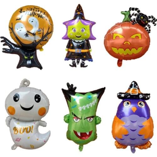 2021 Cartoon Halloween Pumpkin Spider Bat Happy Halloween Aluminum Foil Balloon Party Decoration Childrens Toy