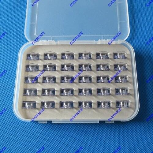 30 BOBBINS w/ BOX for VIKING HUSQVARNA ROSE LILLY, Designer Jade 35, Viva WHITE 5823