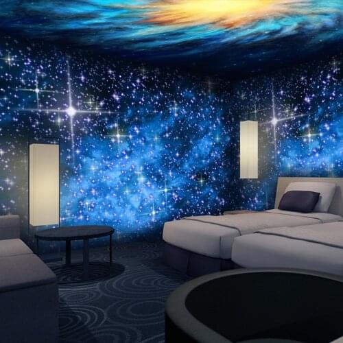 Custom size 3D starry sky ceiling universe planet bedroom wallpaper mural living room bedroom hotel apartment blue