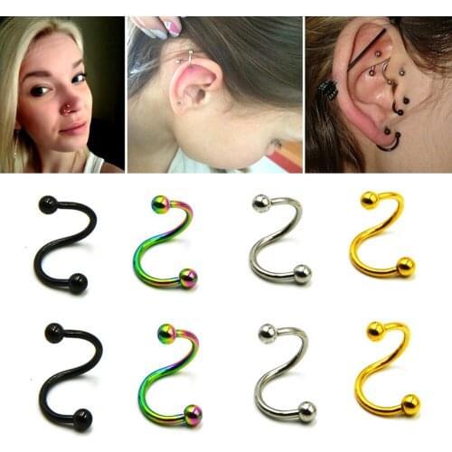 4pcs Titanium Anodized Twist Circular Barbell Horseshoe CBR Septum Lip Labret Eyebrow Nose Ring Nipple Piercing Body Jewelry 16g