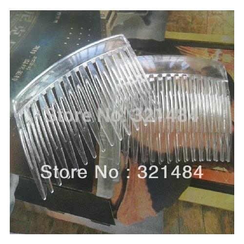 96piece 8.5*4.5cm 15teeth White clear plastic hair comb findings for jewelry making DIY