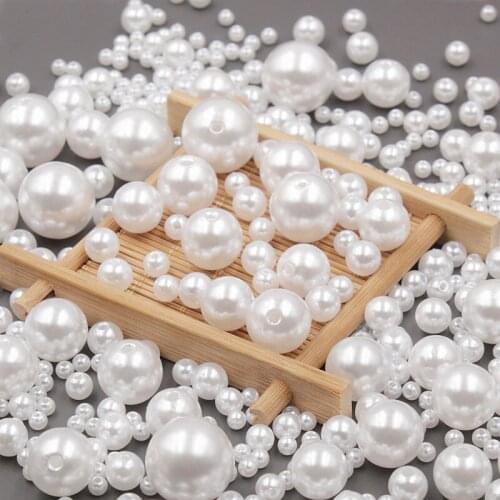 4-20mm imitation pearl beads white straight hole DIY jewelry bracelet necklace making materials clothing accessories loose beads