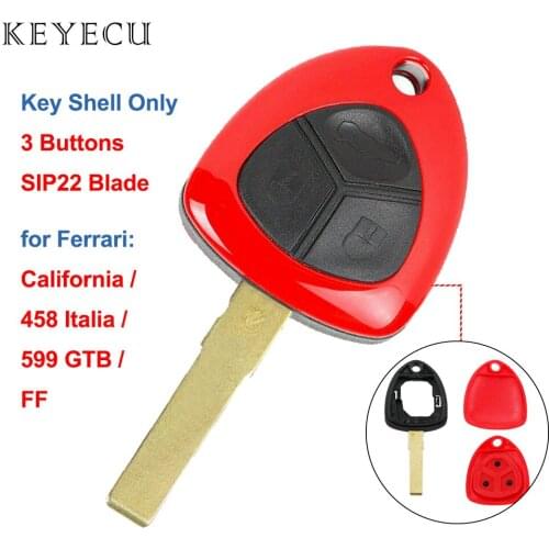 Keyecu Shell Only 3 Buttons Remote Key Case Cover with SIP22 Blade for Ferrari 458 Italia, 599 GTB, California, FF - with Logo