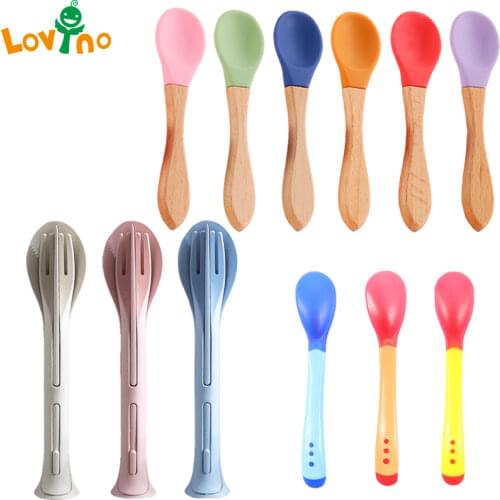Baby Utensils toddler learning spoons Fork Set Baby Gadgets Short Handle Spoon Spoon Feeder Tableware for 0-24 month