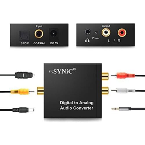 For Toslink Coaxial Optical Fiber Digital to Analog Audio AUX 3.5mm Jack RCA L/R Converter SPDIF Digital Audio Decoder Amplifier