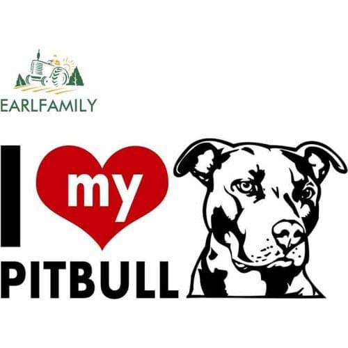 EARLFAMILY 13cm x 6.5cm Pit Bull I Love My Dog Car Stickers Decals Suitable For Van Rv Occlusion Scratch Waterproof Sticker