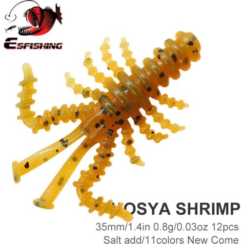 ESFISHING 2021 New Quality Craw Mosya Shrimp 35mm 12pcs Soft Bait Fishing Lure For Perch Pike Trout Peche