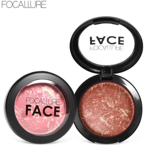 FOCALLURE 1PC Makeup Blusher Top Quality Professional Cheek 6 Colors Baked Blush Palette Bronzer Face Contour Cheek Makeup TSLM2