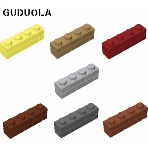 Guduola Brick 1x4 with Embossed Bricks 15533 MOC Building Block DIY Educational Toys Parts 20pcs/lot