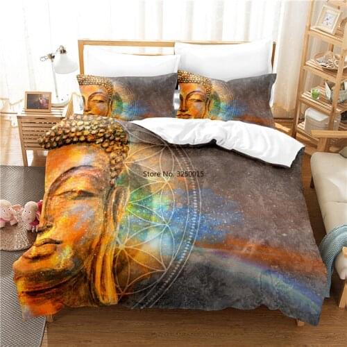 2-3 Pcs Buddha Statue Bedding Set Duvet Cover Set 3d Bedding Digital Printing Bed Linen Queen Size Bedding Set Fashion Design