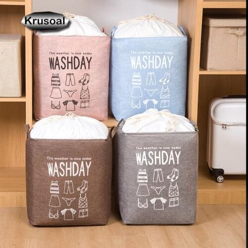 Cotton Linen Storage Basket Clothes Sundries Underwear Toy Storage Box Organizer Container Drawstring Laundry Basket Waterproof