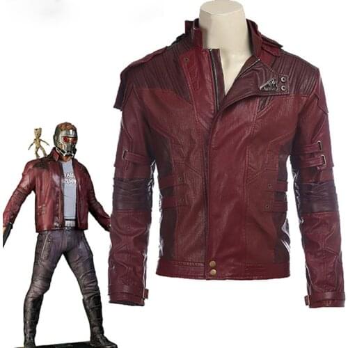Red leather jacket Star Lord Jacket short jackets Halloween party Guardians of the Galaxy 2 Star Lord cosplay costume