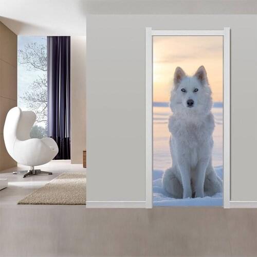 3D creative Arctic wolf door stickers wall stickers self-adhesive waterproof removable