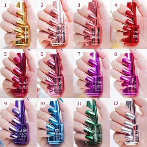 Metallic Nail Polish Magic Mirror Effect Chrome Nail Art Polish Varnish Rose Gold Color 18ML Nail Decoration Tool Silver