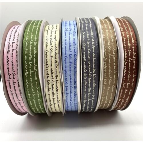 5yards/Lot 20mm Polyester Ribbon Handmade Design Printed Text Ribbons For Wedding Christmas Decoration DIY Sewing Fabric