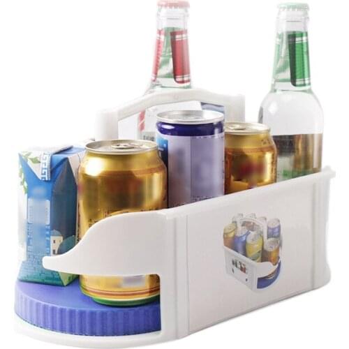 Best Double Roller Rotating Storage Box Kitchen Multi-Function Refrigerator Beverage Beer Rack Roto Caddy Swivel Organizer