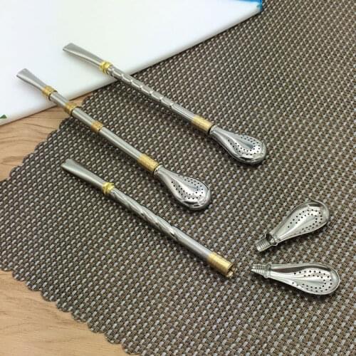Reusable Metal Filter Drinking Straw Creative Stainless Steel Coffee Tea Spoon Straw Detachable Spoons Drinking Straw Bar Tools