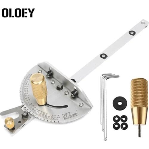 Upgraded 450mm 0-90 Degree Angle Miter Gauge Sawing Assembly Ruler Woodworking Tool for Table Saw Router Brass Handle Copper Kit