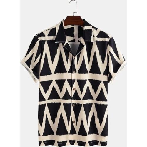 ICCLEK New Short-sleeved Mens Diamond Square Printing Casual Mens Shirt T Shirts Men Hemp Shirt Shirts for Men